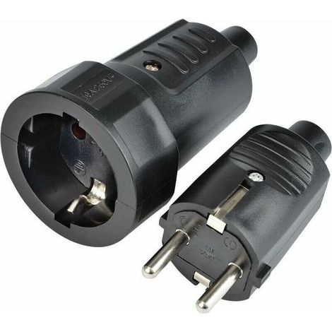 Lot de 2 Fiches Prise Femelle 250V Incassable et Stable Prise Double Jeu de Fiches Male et Femelle(1 pcs) (1/4)