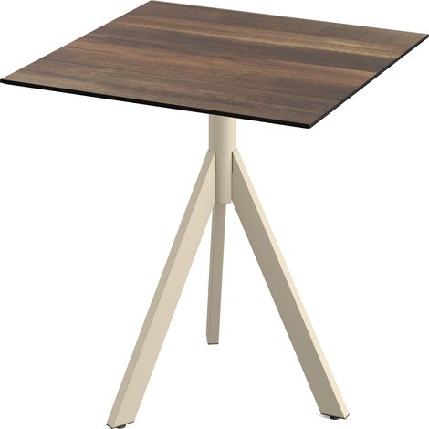 Infinity Tripod table de bistrot avec piètement sable + plateau HPL Tropical Wood 70x70 cm - Veba (1/2)