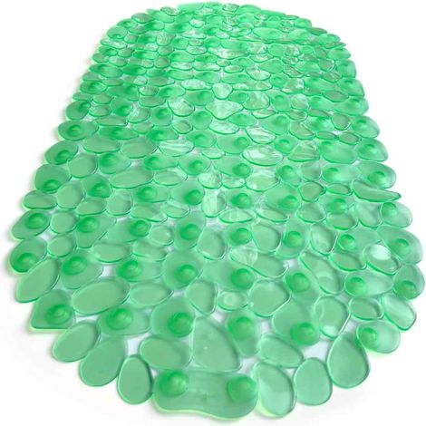 Alfombra Antideslizante Para Bañera - Diseño Piedras Redondas - Base Con Ventosas De Goma - Verde - 1 Unidad (1/5)