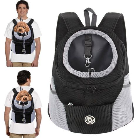 BelleRise - Sac à Dos de Transport pour Chiens,Respirant,Réglable Sac à Dos pour Chien et Chat avec Fond étanche,Bandoulière Rembourrée,noir (1/5)