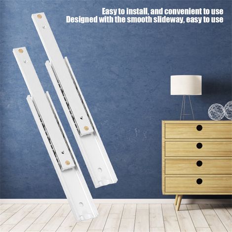 Lot de 2 glissières de tiroir en aluminium robuste, coulisse douce pour meuble et placard (100mm) (1/5)