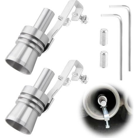 pezzi Fischietto turbo, fischietto per tubo di scarico auto taglia XL, simulatore di suono turbo blow-off in alluminio, accessorio universale per la modifica dell'auto (argento) (1/5)