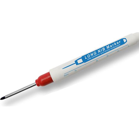 Marqueur à pointe longue 30mm pour bois, étanche, multifonction, traçage en profondeur, rouge