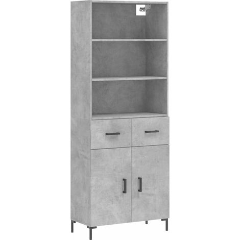 Maison Exclusive - Buffet haut Gris béton 69,5x34x180 cm Bois d'ingénierie (1/5)