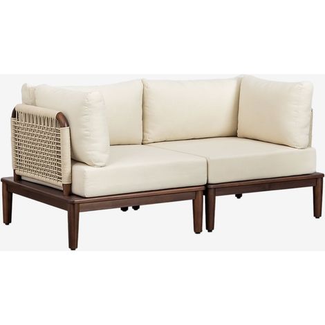 Sofá modular de jardín de 2 piezas con 2 sillones esquineros en acacia Giulia SKLUM (1/5)