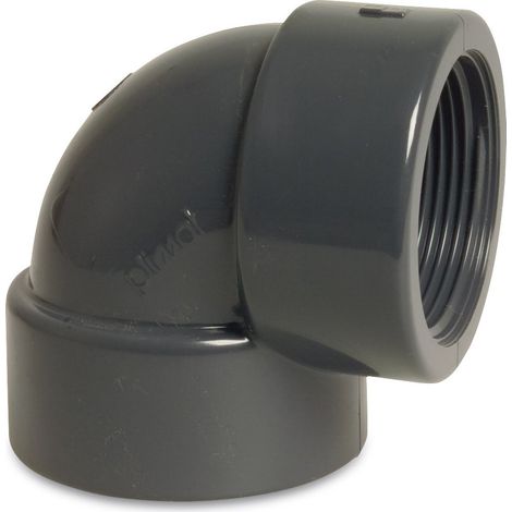 Mega Winkel 90° PVC-U 20 mm x 1/2 Zoll Klebemuffe x Innengewinde 10 bar, grau