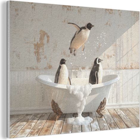 CUADRO ACÚSTICO Vintage - Pingüino - Bañera - Espuma Absorbe el sonido 100x70 (1/5)