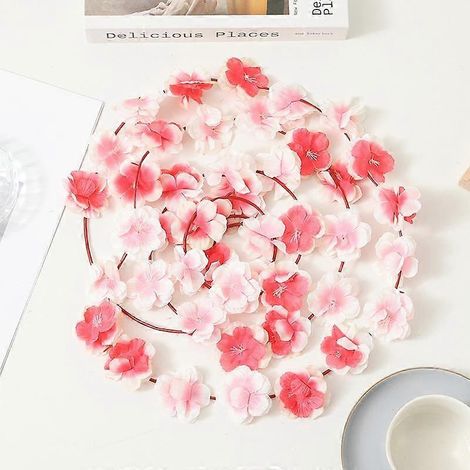 Guirlande florale de 2,5 m avec 45 fleurs de cerisier colorées, idéale pour la décoration de grenier, de plafond ou d'intérieur, pour mariage ou mariage.rose clair (1/5)