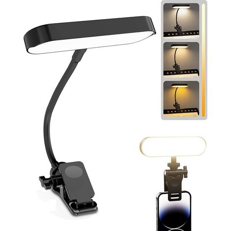 Lámpara de lectura y de escritorio LED 2 en 1,lámpara flexible de 7,9 pulgadas para videoconferencias,lámpara recargable apta para portátiles (1/5)