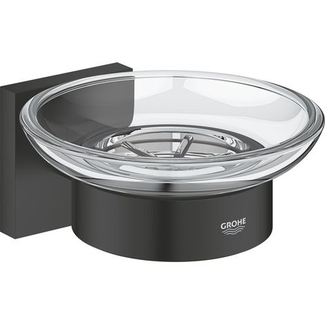 Porte Savon avec Support pour Salle de Bain, Fixations Cachées, A Coller avec QuickGlue ou à Visser, Noir Mat, 410962430 (1/3)