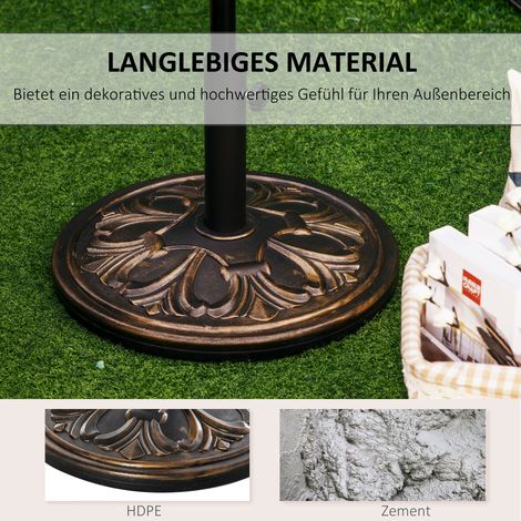 Support parasol 13 kg, base pour parapluie, mâts de 35 mm/38 mm/48 mm de diamètre, porte-parapluie pour jardin, balcon, bronze antique (1/4)