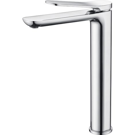 IMEX grifería monomando para lavabo alto en latón cromado y zama con cartucho cerámico Ø25mm y tuberías flexibles incluidos modelo Dinamarca Imex-BDR031-3 (1/5)