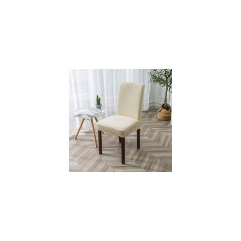 Housse de chaise à carreaux longs en jacquard imperméable - Beige, housse de chaise universelle moderne et durable pour la décoration de la maison, du restaurant, du banquet et de la cuisine (1/5)