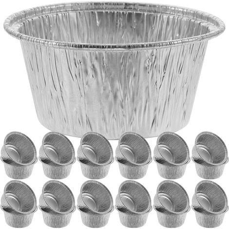 Lot de 100 moules à pudding jetables en aluminium, résistants aux hautes températures (1/4)