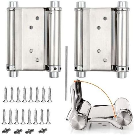 Charnières de porte de saloon à ressort – Lot de 2 – Acier inoxydable – Charge jusqu'à 15 kg – Dimensions 76mm x 90mm - 3inch (1/5)