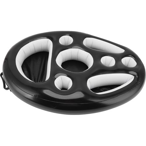 Aufblasbares PVC-Getränkeset mit mehreren Halterungen für Gläser, Obst, Wein, Handy, Pooltablett und Luftmatratze, Lieferung ohne Gas, aber mit Pumpe, schwarz (1/5)