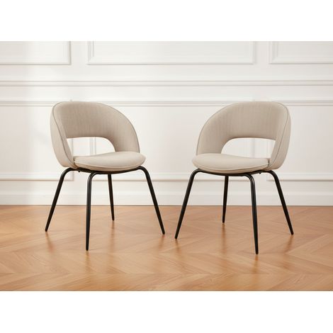 BOBOCHIC - Lot de 2 chaises DOMI tissu texturé Beige (1/5)