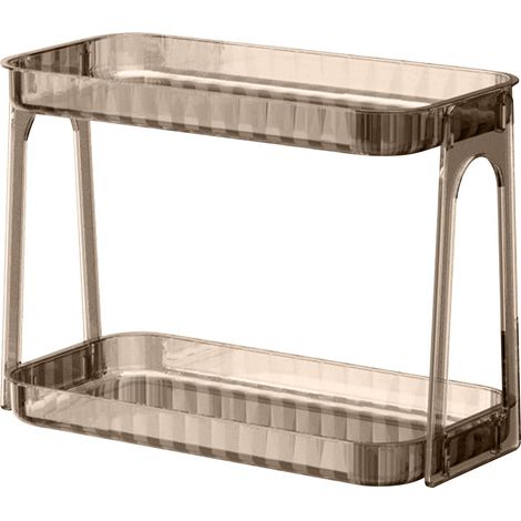 Organisateur cosmétique transparent à double compartiment, rangement amovible à poser sur la coiffeuse, marron foncé (1/5)