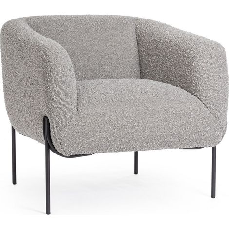 Poltrona "Claudine" per interno, Struttura In Legno Compensato, Gambe In Acciaio Verniciato A Polvere Epossidica 78 x 74 x 73h cm -Grigio Boucle (1/5)
