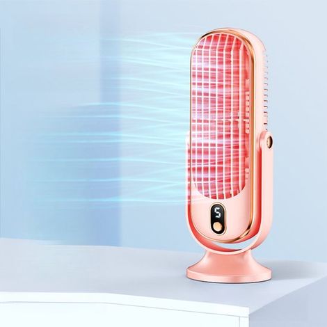 Ventilador de torre portátil para escritorio，USB，recargable，5 velocidades，ventilador de mesa，ventilador de torre silencioso personal，color rosa (1/5)