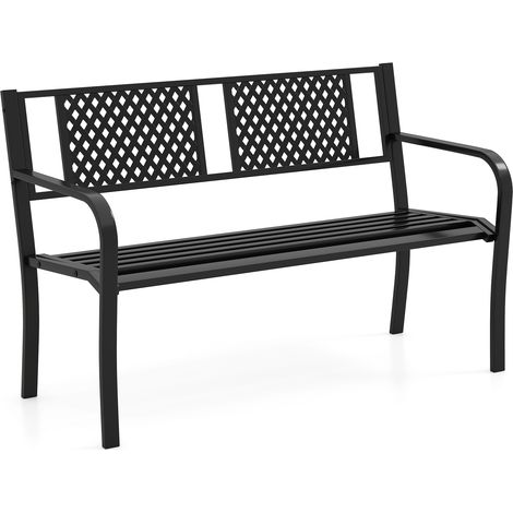 COSTWAY 127CM Garden Bench Outdoor Bench for 2-3-Persons Black (1/5)