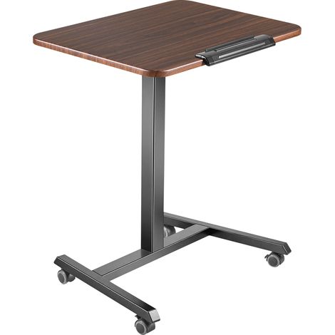 Mophorn Escritorio de pie ajustable, estación de trabajo móvil con tablero inclinable, mesa compacta para ordenador de 650 x 480 mm con 4 ruedas, capacidad de carga de 15 kg (1/5)
