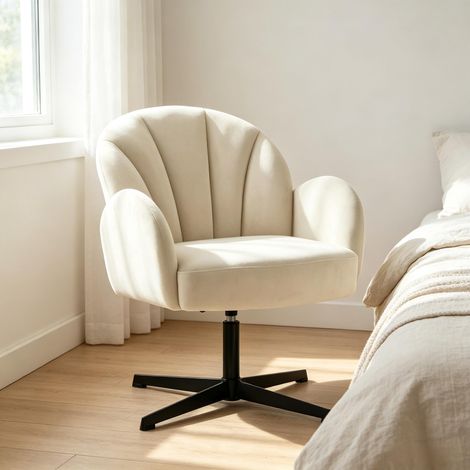 Fauteuil coquille pivotant, chaise d'accent design, siège lounge moderne rotatif, fauteuil tournant élégant (lot de 1 pièce) (1/5)