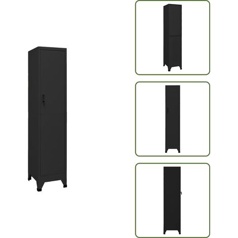 The Living Store Taquilla de acero negro 38x45x180 cm - Taquilla