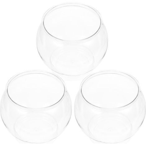 3er-Set Fischgläser – 3-teilig – Transparenter PET-Kunststoff – Unzerbrechlich – Rundes Aquarium für Büro und Zuhause – 15 x 15 x 13 cm (1/3)