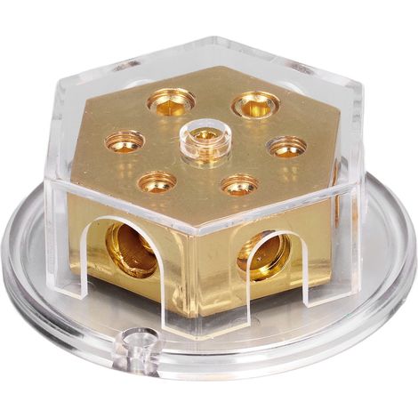 Bloc de distribution négatif 2 entrées 0 AWG vers 4 sorties 4 AWG avec porte-fusible pour amplificateur auto, séparateur de masse (1/5)