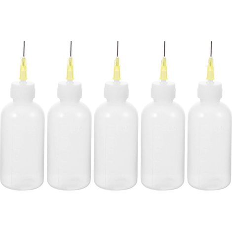 Lot de 5 flacons souples pour émaillage de poterie avec embout de précision-9.50X3.50X3.50CM-White