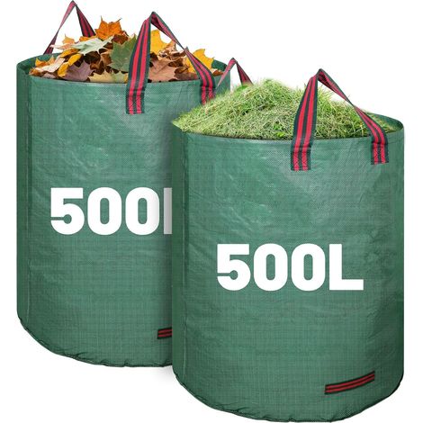 Sac de jardin 2x500L, solide, autoportant, avec poignées, imperméable, pliable, réutilisable en polypropylène 150GSM. (1/5)
