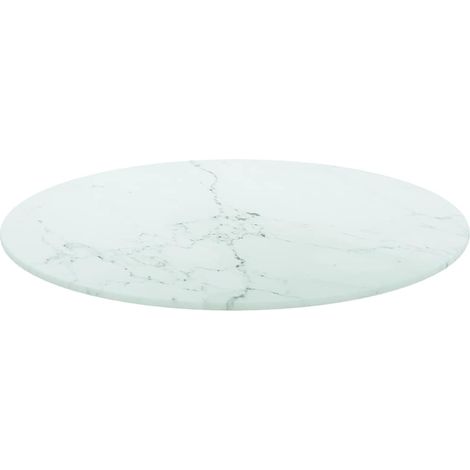 Maison Exclusive - Tischplatte Weiß Ø50x0,8 cm Hartglas in Marmor (1/4)