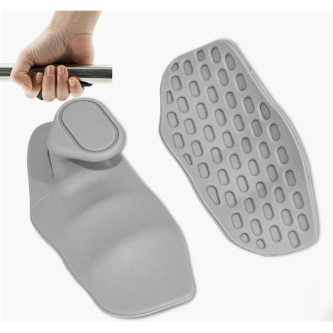 (Gris, lot de 2) Poignées antidérapantes ergonomiques pour l'entraînement aux tractions en haltérophilie, unisexes (1/5)