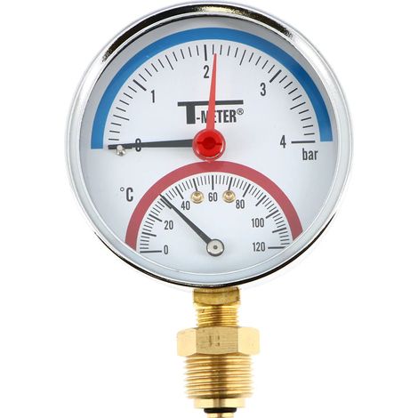 Manothermomètre RADIAL Mâle 1/2" (15/21) - Ø80 mm - 0 à 4 bar - Thermador