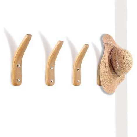 4 Stück Wandgarderobenhaken aus Holz, Naturholz, schlichtes modernes V-förmiges Wandregal zur Aufbewahrung von Mänteln, Hüten, Taschen und Handtüchern (1/5)