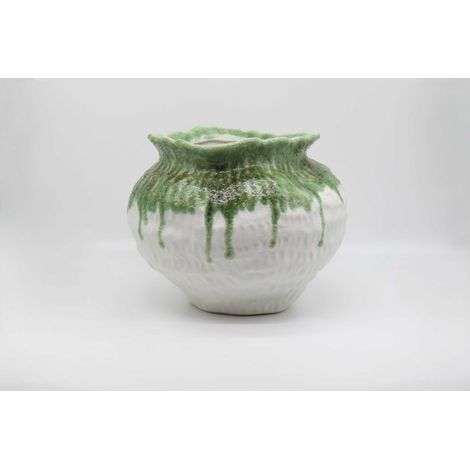 BONTURI CASA HOME DECORATION Orcio Picolo H 24 Cm 30 x 30 Cm Ceramica Lava White Green
