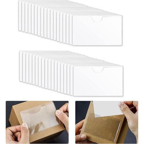 36 pezzi Tasche adesive trasparenti Porta etichette autoadesive Tasche adesive per carte Porta biglietti da visita autoadesivi in plastica trasparente Porta etichette autoadesive Porta etichette (1/5)