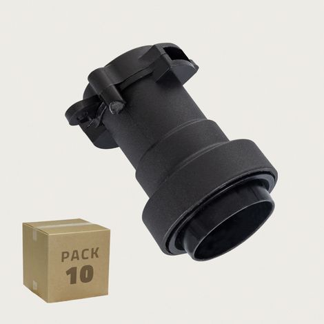 Portalámparas E27 Casquillo Gordo IP44 para Cable Eléctrico Plano de Guirnalda (Pack 10 un) Negro
