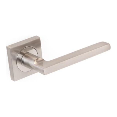 Emuca Jeu de Perth poignée de porte intérieure, avec rosace 50x50mm, Aluminium et Zamak, Nickel satiné