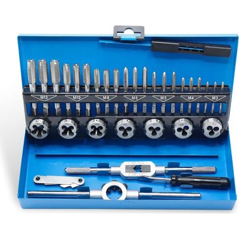 Coffret tarauds et filières 32 pièces M3-M12 outil filetage métal (1/5)