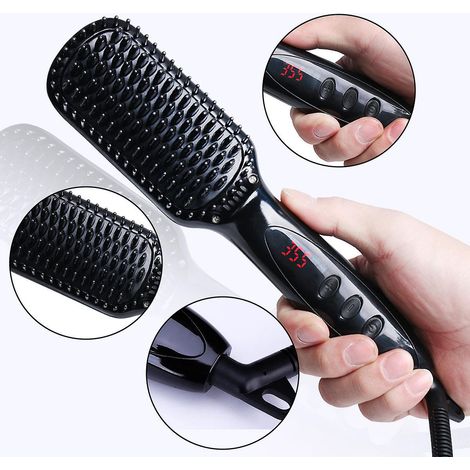 brosse Chauffante Lissante, Brosse Lissante Pour Cheveux Electrique Professionnelle, Peigne Lisseur Ceramique Ionique Spciale Cheveux Friss Et Crp (1/5)