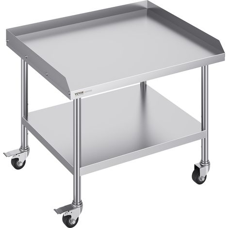 VEVOR Tavolo da Lavoro in Acciaio Inossidabile 762 x 914 x 751,6 mm Tavolo da Lavoro Commerciale per Preparazione degli Alimenti 4 Ruote, Alzatina su 3 Lati, Tavolo da Lavoro in Metallo per Ristorante (1/5)