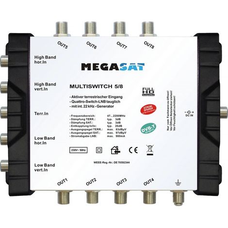 Multiswitch - MEGASAT - 5/8 1TER/1SAT - Full HD - Faible bruit - Compatible TNT (1/2)