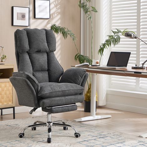 Gaming Stuhl ergonomisch drehbar, Fußstütze, neigbar 135°, Belastung 150kg, Grau