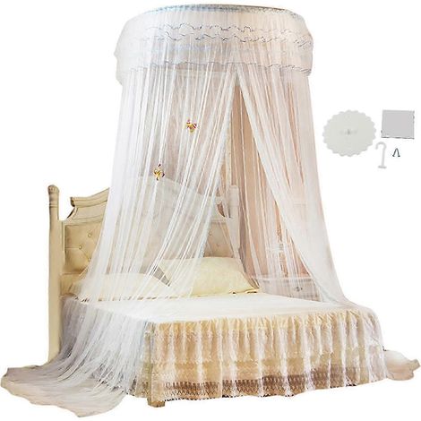 Moustiquaire ronde respirante style princesse en dentelle (blanche) (1/5)