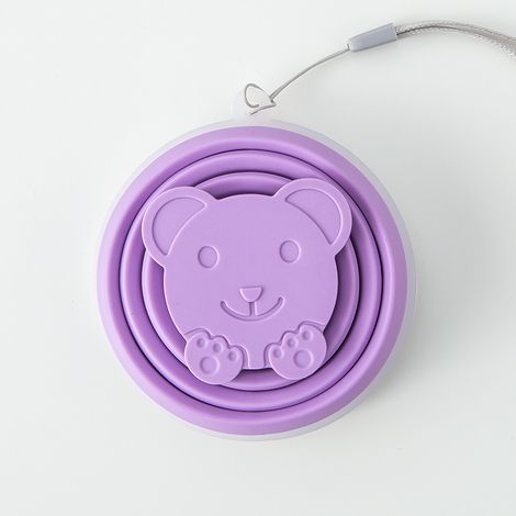 Tasse de salle de bain 200ml, tasse d'eau pliable en Silicone en forme d'ours, tasse à bouche rétractable Portable, salle de bain(Violet clair) (1/5)