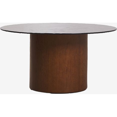 SKLUM Runder Couchtisch Ø80 cm aus gehärtetem Glas und MDF Asgri Dunkles Aschbraun (1/5)
