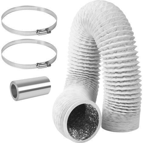 Tuyau Climatiseur Mobile Ø 100 mm, longueur 3 m, conduit de ventilation flexible en PVC Blanc avec 2 colliers de serrage en acier inoxydable pour Rallonge Tuyau Climatiseur Mobile, sèche linge (1/5)