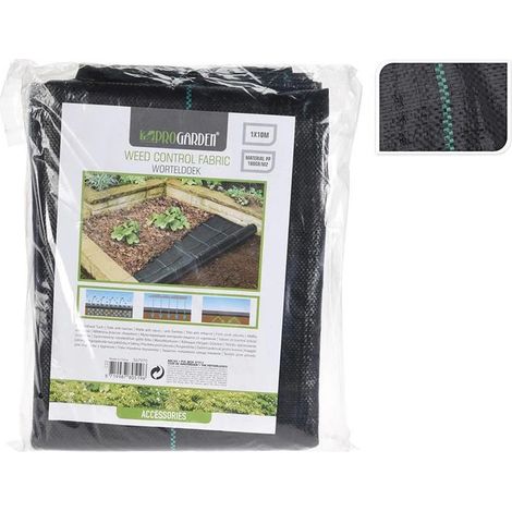 PROGARDEN tela antihierba 1x10 m , Tela antihierba 1x10 mtMarca ProgardenLona de suelo acampada 1×10 metros de  color NegroEsterilla de camping -Asegura una superficie